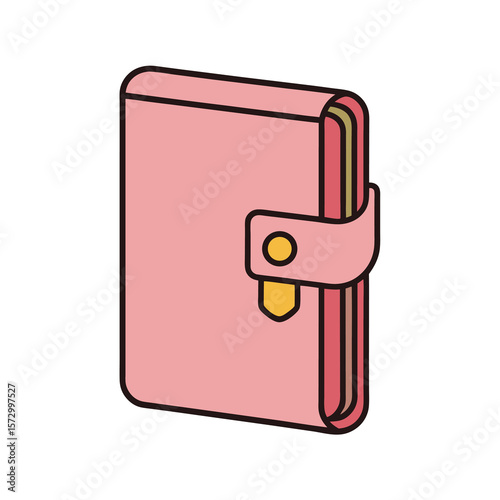 Cute Pink Planner or Journal with a Button Closure and Colorful Pages