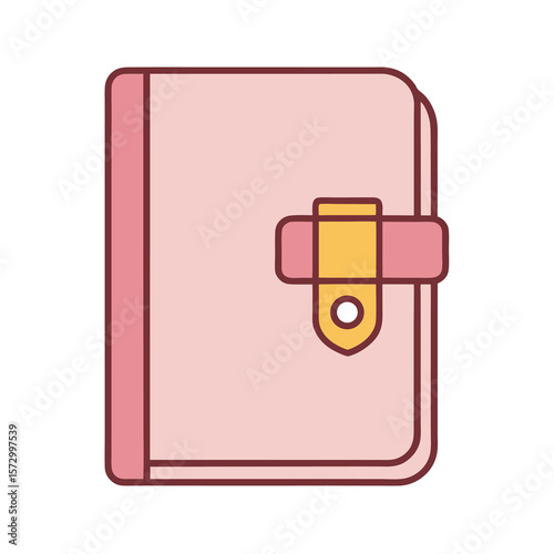 Cute Pink Diary with Clasp Illustration for Personal Journaling and Planning