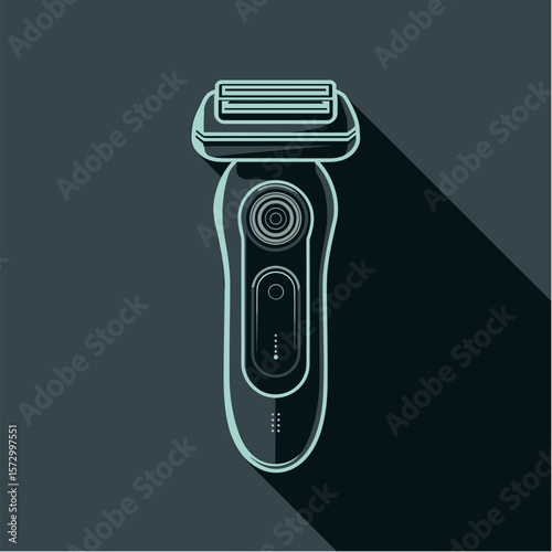 Modern electric shaver in flat vector with dark background, Dark Mode UI style