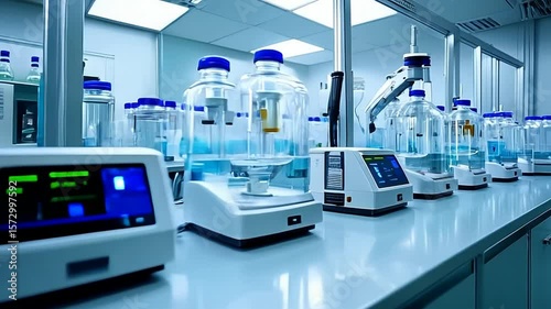 Tracking Shot Through Automated Biotechnology Lab with Digital Equipment

