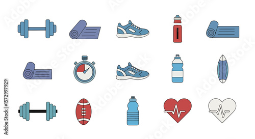 Sports and Fitness Vector Icon Set