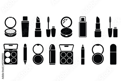 Makeup cosmetics collection icons lipstick mascara