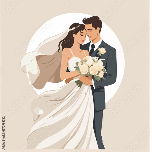 Groom Carrying Bride Logo Vector