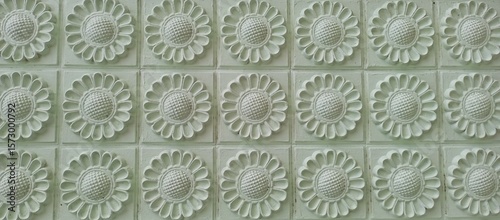 Repeating Sunflower Pattern on Decorative Wall Tiles