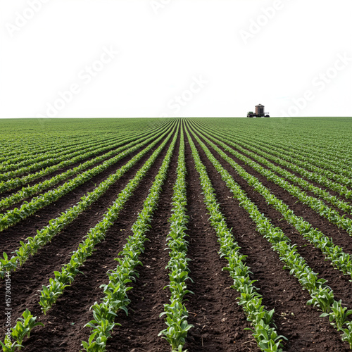 Thriving agriculture business farm with crops growing in fertile land. 8K.