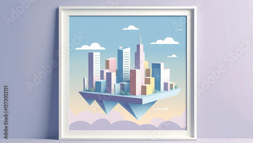 Framed Pastel Floating City Art Print