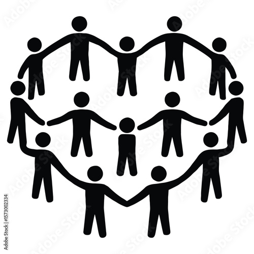 People holding hands circle unity figures