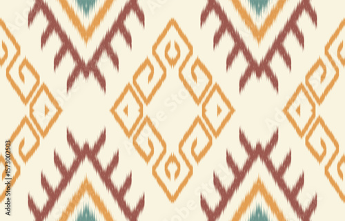 Geometric ethnic oriental ikat seamless pattern  color oriental. Aztec ornament print. Design for background ,curtain, carpet, wallpaper, clothing, wrapping, Batik, vector illustration.