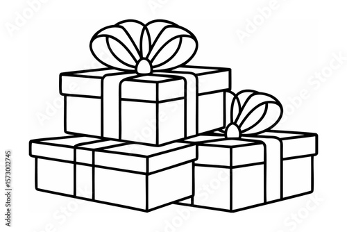 Stacked gift boxes with bows presents wrapped gifts