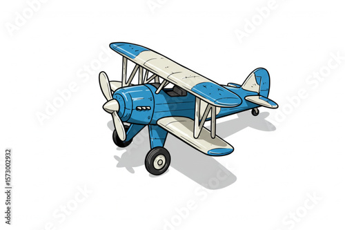 Charming airplane biplane graphic showcases aviation themes, ideal for transport, travel and flight-related designs, providing playful nostalgia.