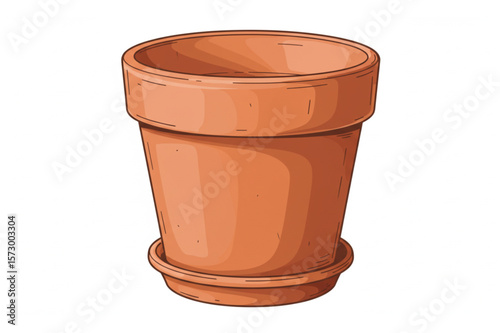 Charming terracotta pot graphic, perfect for gardening designs or botanical themed compositions with a classic, earthen aesthetic.