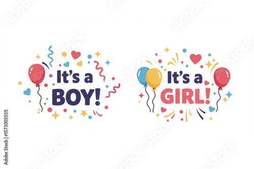 Celebrate new arrivals with festive designs perfect for baby showers, featuring playful elements to welcome a baby boy and a baby girl.