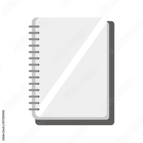 Simple Isolated Gray Spiral Notebook Illustration for Notes Sketches and Writing