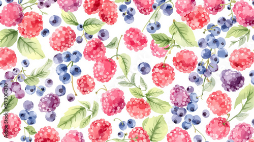 Berry seamless pattern. Cherry, strawberry, blueberry. Vector illustration 