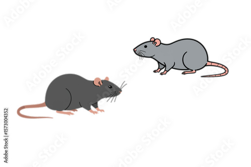 Two cartoon rodents facing each other create an adaptable graphic asset for logos, icons, and educational design projects relating to animal studies.