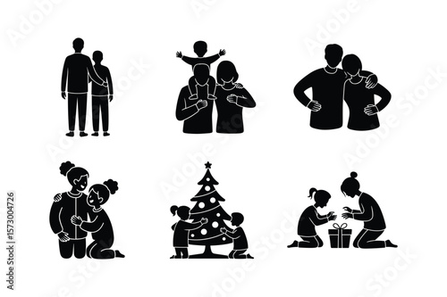 Family togetherness and holiday celebration scenes children parents