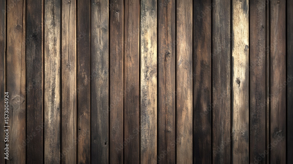 Obraz premium Weathered wooden planks create a rich textural background with deep browns and natural wood grain details.