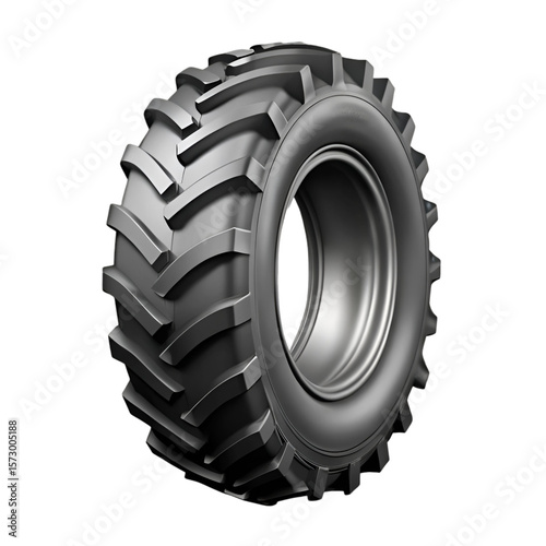 Large tractor tyre isolated with transparency perfect for machinery, farm, and industrial visuals
