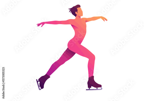 Figure Skater in Motion with Gradient Color Scheme and Sharp Blades.