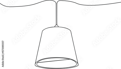 Continuous single line drawing of a modern hanging pendant lamp, minimalist home decor interior lighting concept.