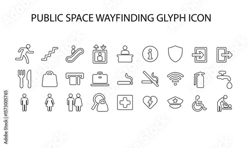 Public space wayfinding glyph icon 