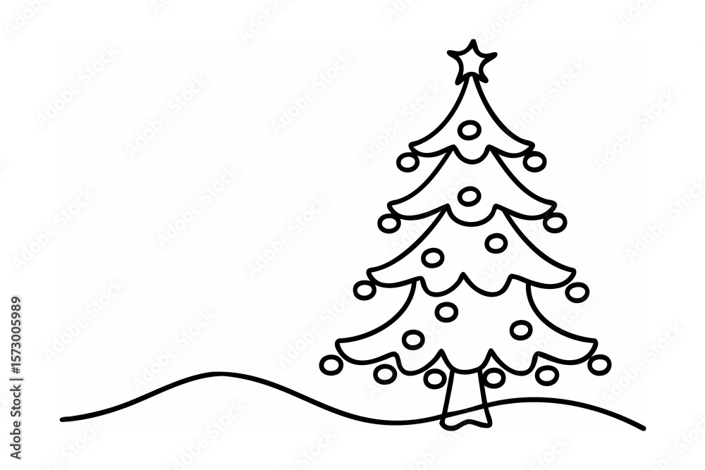 Decorated evergreen tree with star topper christmas tree
