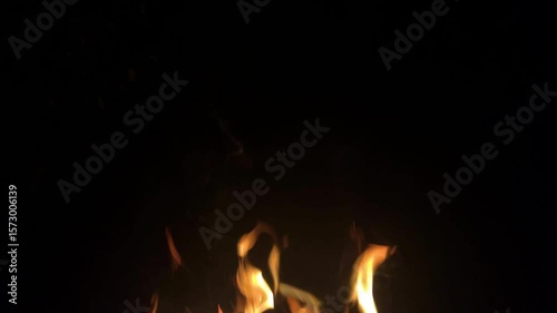 Flame on black background. Fire on black background. Isolated fire on black background.