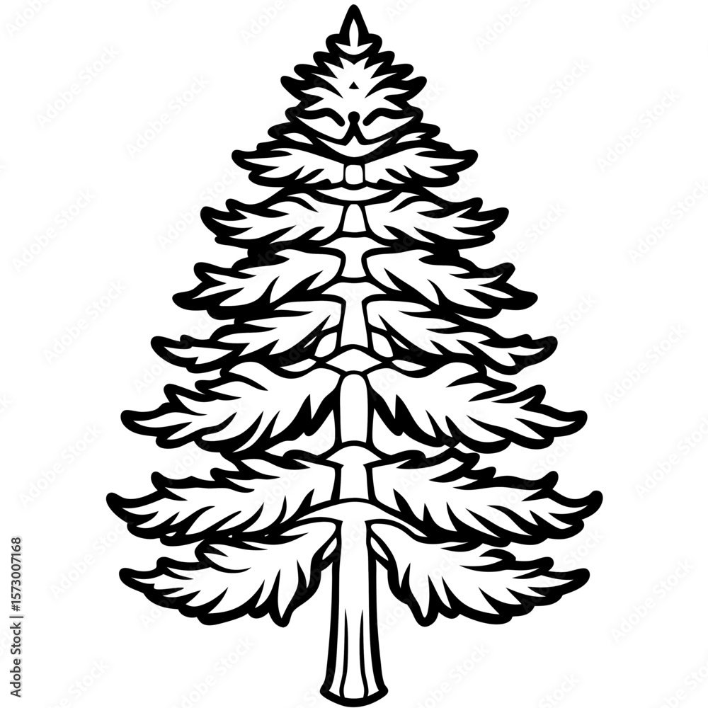 Obraz premium Cedar line art vector