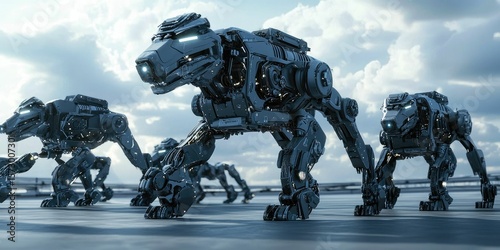 A robot dog force unit responding to a cyberattack