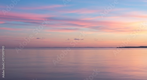 Ocean Stillness with Pink and Blue Twilight