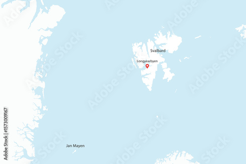 Vector graphic artwork suitable for print and web containing flat detailed map of SVALBARD AND JAN MAYEN