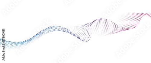 Flowing Dot Wave halftone gradient pattern on transparent background	
