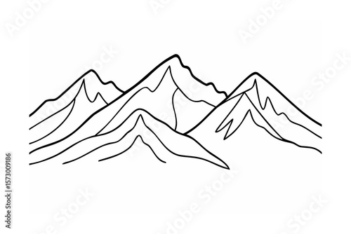 Black and white mountain range outline peaks
