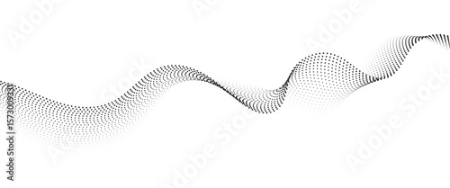 Flowing Dot Wave halftone gradient pattern on transparent background	
