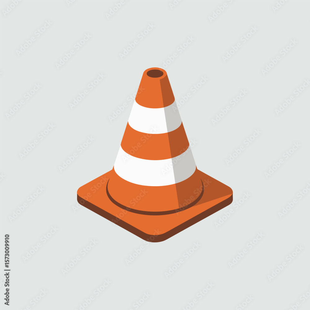 Minimalist Orange Safety Cone in Flat Style Minimalist Orange Safety Cone in Flat Style