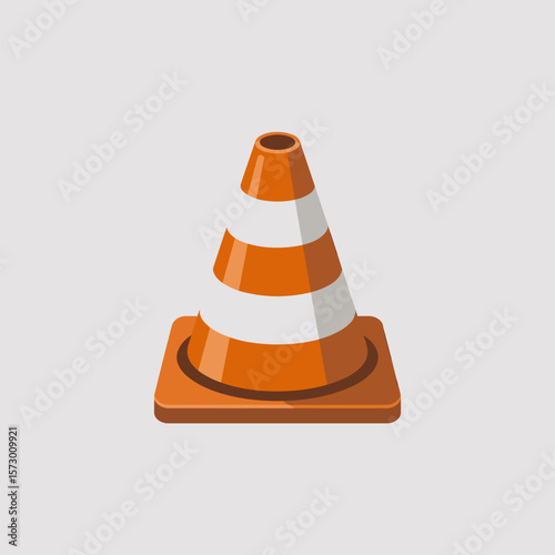 Flat Illustration of a Classic Traffic Cone