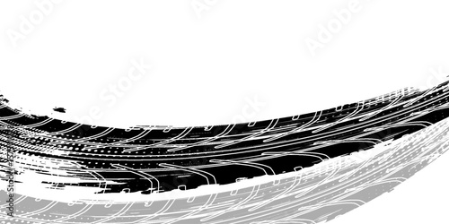 Auto tire tread grunge element. Car and motorcycle tire pattern, wheel tyre tread track. Black tyre print. Vector illustration eps10