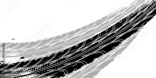 Auto tire tread grunge element. Car and motorcycle tire pattern, wheel tyre tread track. Black tyre print. Vector illustration eps10