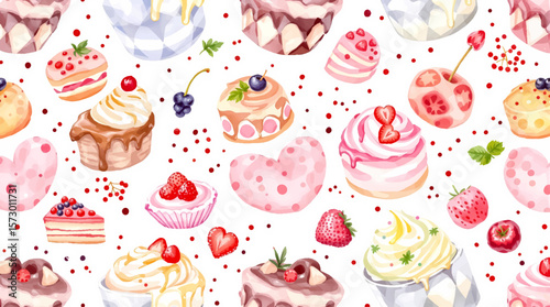 seamless pattern with cupcakes
