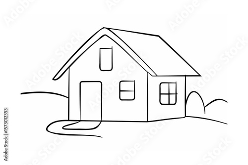 Simple dwelling with windows and door house building