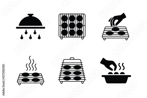 Food preparation and cooking icons grill