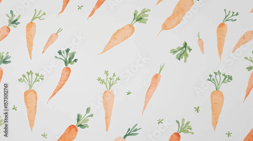 Seamless pattern with watercolor carrot drawing abstract illustration on white background	