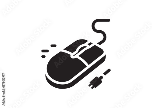 Computer mouse silhouette vector, Computer mouse icon illustrator
