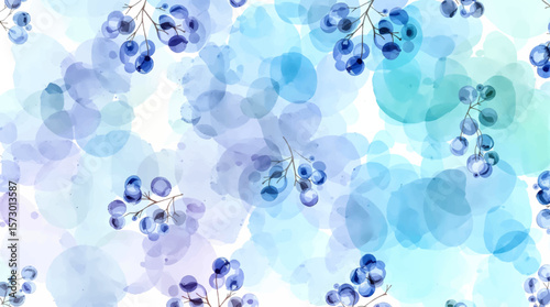 Seamless vector pattern with berries. Watercolor background. 