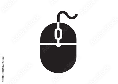 Computer mouse silhouette vector, Computer mouse icon illustrator