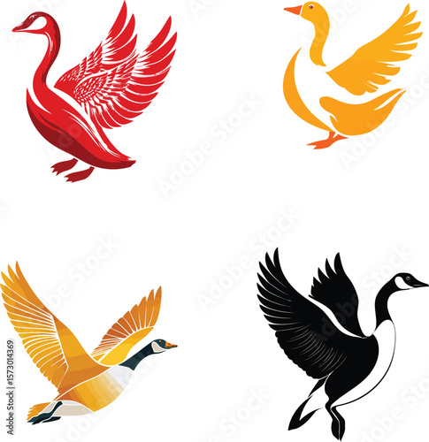Colorful goose vector illustration design collection eps