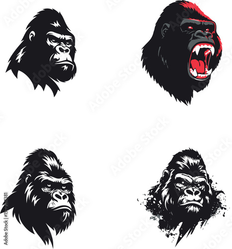 Gorilla head vector illustration primate animal design eps