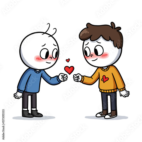 Cute Gay Couple Holding Hands - LGBTQ+ Love and Romance Illustration