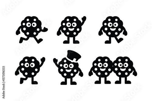 Black cartoon characters with polka dots and limbs white