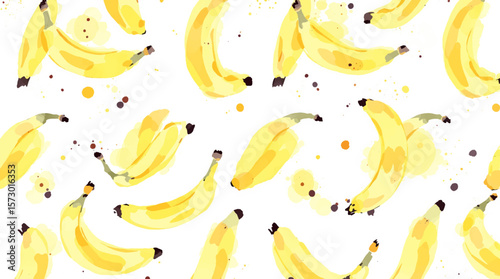 seamless pattern with bananas in watercolor for banners, cards, flyers, social media wallpapers, etc.